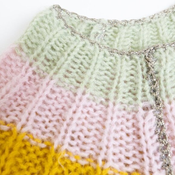 Anthropologie Colleen Alpaca Wool Blend Rainbow Sweater Shimmer Gray - Picture 7 of 13